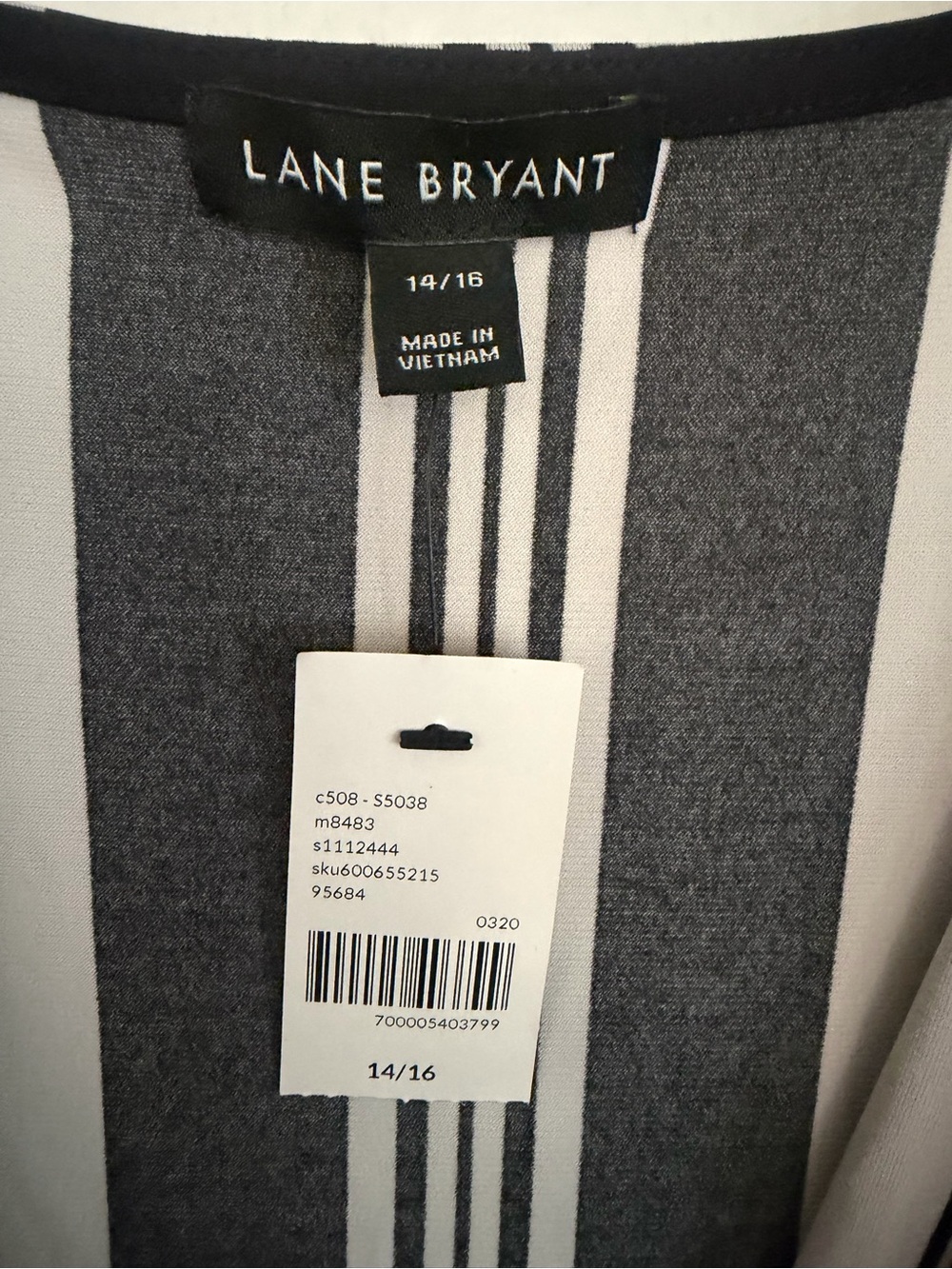 Lane Bryant Black and White Vertical Stripe Top - Picture 2 of 2